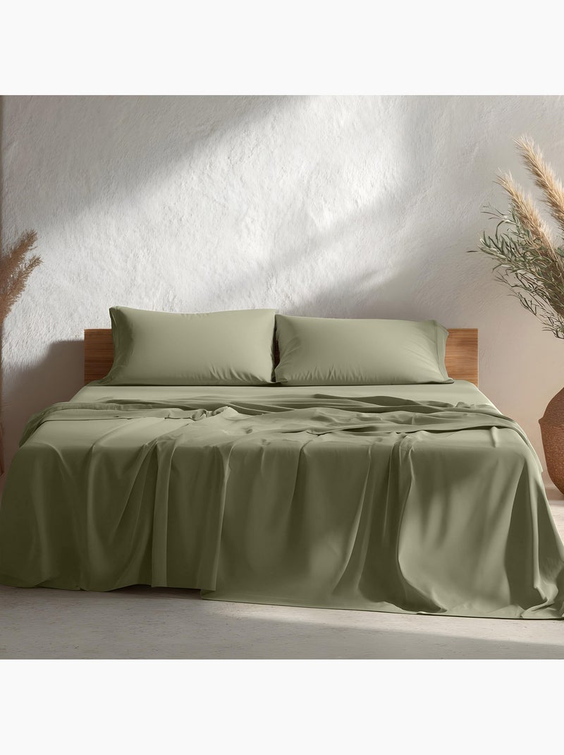 Parure de draps 100% coton, unie - Gamusi. Vert - Kiabi