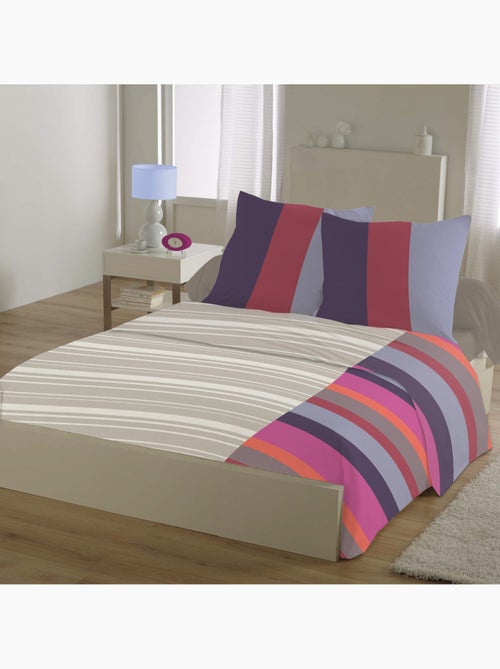 Parure De Draps 100%coton 57fils Rayures - Kiabi Parure De Draps 100%coton 57fils Rayures - Kiabi