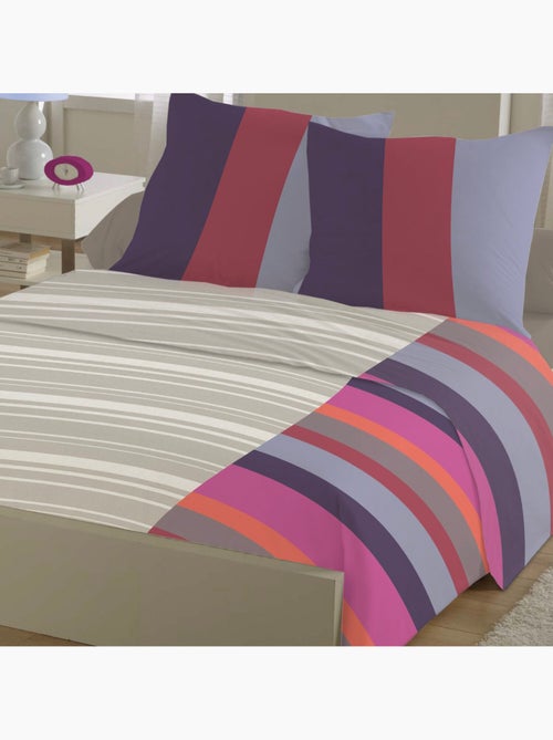 Parure De Draps 100%coton 57fils Rayures - Kiabi Parure De Draps 100%coton 57fils Rayures - Kiabi