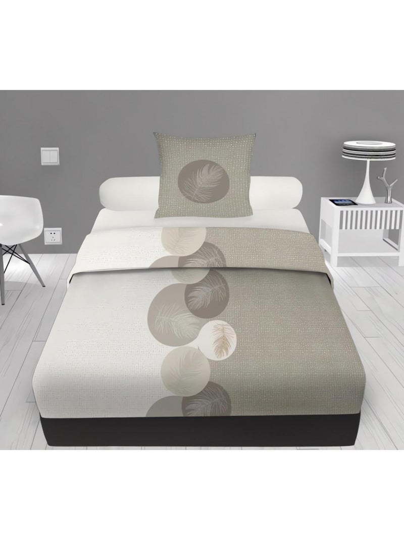 Parure de draps 180x290 cm en coton LUNA Taupe, par Soleil d'ocre Taupe - Kiabi