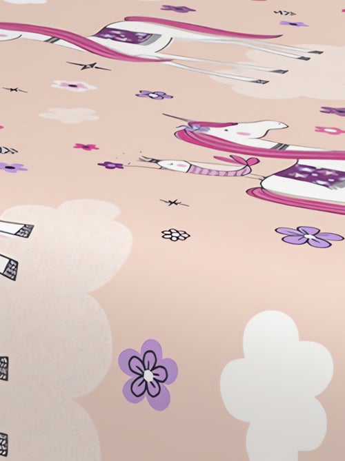 Parure de draps 180x290 cm LICORNES, 100% coton 57 fils/cm2, par Soleil d'O avec 1 taie d'oreiller - Kiabi