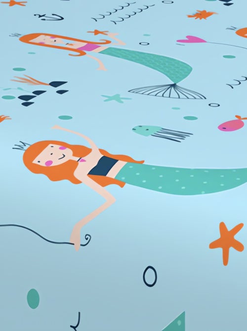 Parure de draps 180x290 cm SIRENES, 100% coton 57 fils/cm2, par Soleil d'Oc avec 1 taie d'oreiller - Kiabi