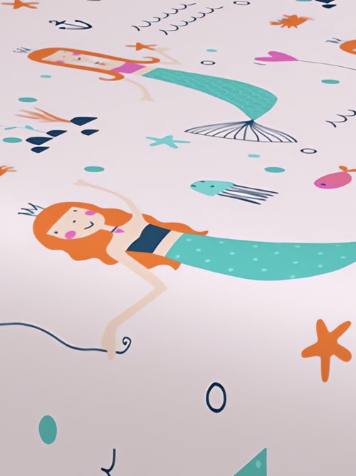 Parure de draps 180x290 cm SIRENES, 100% coton 57 fils/cm2, par Soleil d'Oc avec 1 taie d'oreiller - Kiabi