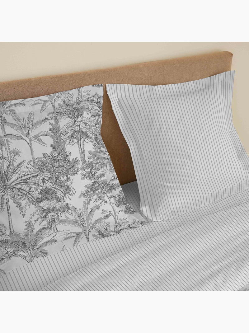 Parure de draps 4 pièces – 100% coton – 57 fils/cm² – ADAMA Gris perle - Kiabi
