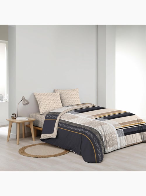 Parure de draps 4 pièces réversible – 100 % coton – Imprimé 42 fils/cm² Roméo - Kiabi