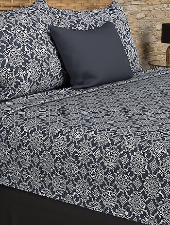 Parure de draps coton 57 fils ESMERALDA, par Soleil d'ocre avec 2 taies d'oreiller