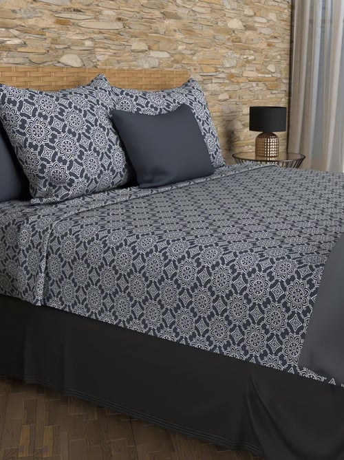Parure de draps coton 57 fils ESMERALDA, par Soleil d'ocre avec 2 taies d'oreiller - Kiabi