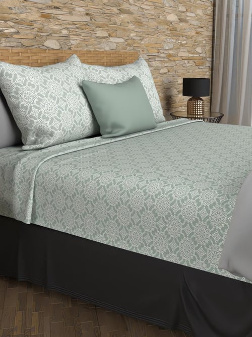 Parure de draps coton 57 fils ESMERALDA, par Soleil d'ocre avec 2 taies d'oreiller - Kiabi