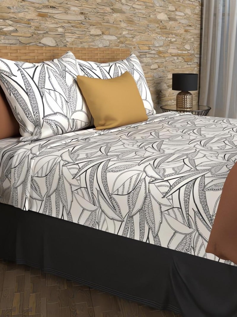 Parure de draps coton 57 fils TOGO, par Soleil d'ocre avec 2 taies d'oreiller Blanc - Kiabi