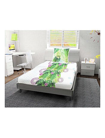 Parure de draps en coton 57 Fils TAHITI, par Soleil d'ocre avec 1 taie d'oreiller