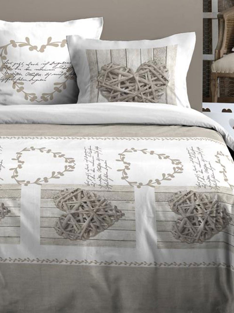 Parure de draps Margaux Naturel Blanc Beige - Kiabi