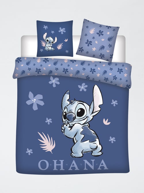 Parure de draps 'Stitch' 3 pièces : 1 housse de couette 2 personnes + 2 taies d'oreiller - Kiabi
