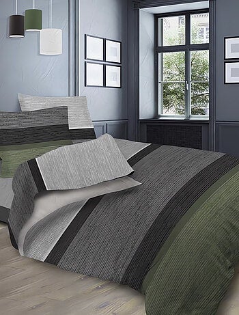 Parure de draps STRIPE, 100% coton 57 fils/cm2, par Soleil d'ocre avec 2 taies d'oreiller