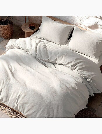 Parure de housse de couette 100% coton 144 fils, avec taie(s) d’oreiller, unie - Gamusi.