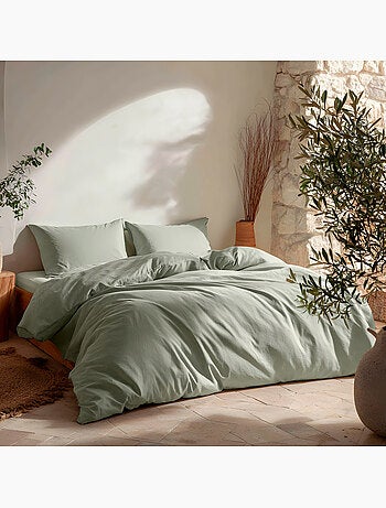 Parure de housse de couette 100% coton 144 fils, avec taie(s) d’oreiller, unie - Gamusi.