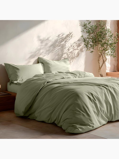 Parure de housse de couette 100% coton 144 fils, avec taie(s) d’oreiller, unie - Gamusi. - Kiabi