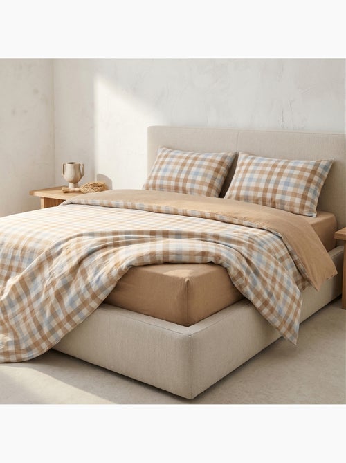 Parure de housse de couette 100% coton à carreaux vichy, taie d'oreiller incluse - Gamusi - Kiabi