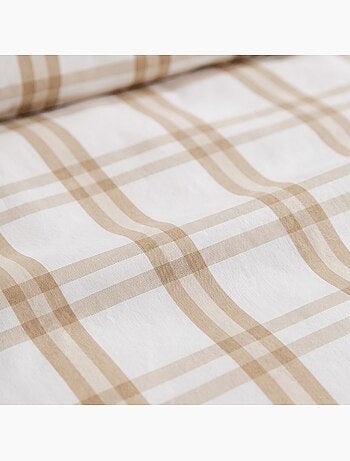 Parure de housse de couette 100% coton avec taie(s) d’oreiller, carreaux fenêtre, beige - gamusi.