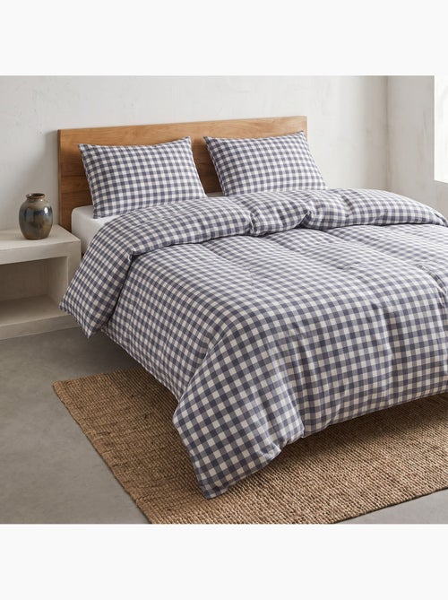 Parure de housse de couette 100% coton avec taie(s) d’oreiller, carreaux vichy, bleu - gamusi. - Kiabi