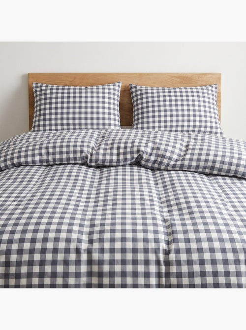Parure de housse de couette 100% coton avec taie(s) d’oreiller, carreaux vichy, bleu - gamusi. - Kiabi