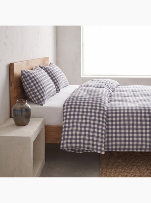 Parure de housse de couette 100% coton avec taie(s) d’oreiller, carreaux vichy, bleu - gamusi. - Kiabi