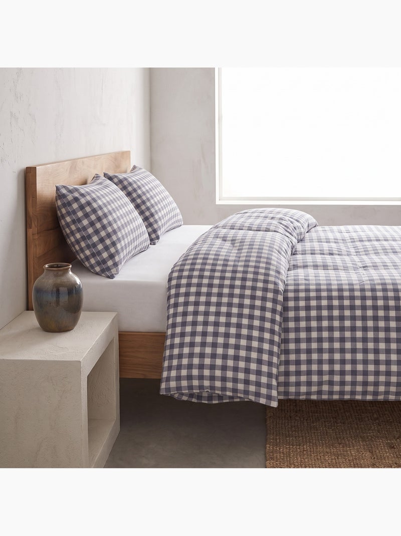 Parure de housse de couette 100% coton avec taie(s) d’oreiller, carreaux vichy, bleu - gamusi. Bleu - Kiabi
