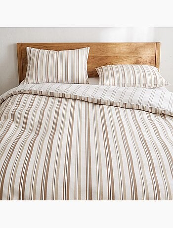 Parure de housse de couette 100% coton avec taie(s) d’oreiller, fines rayures - gamusi.
