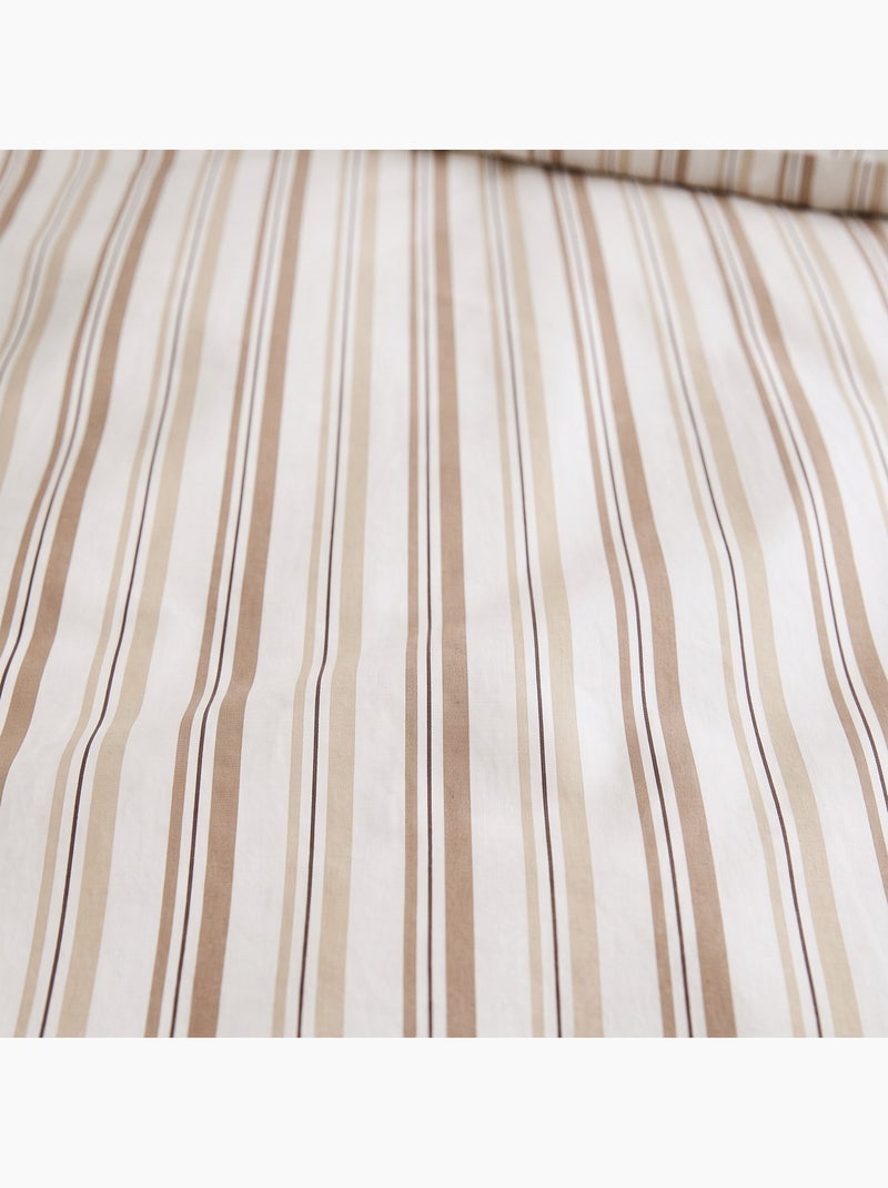 Parure de housse de couette 100% coton avec taie(s) d’oreiller, fines rayures - gamusi. Beige - Kiabi