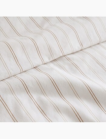 Parure de housse de couette 100% coton avec taie(s) d’oreiller, fines rayures - gamusi.