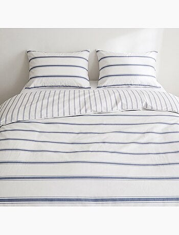 Parure de housse de couette 100% coton avec taie(s) d’oreiller, fines rayures - gamusi.