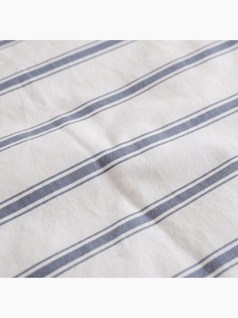 Parure de housse de couette 100% coton avec taie(s) d’oreiller, fines rayures - gamusi. Bleu Gris - Kiabi