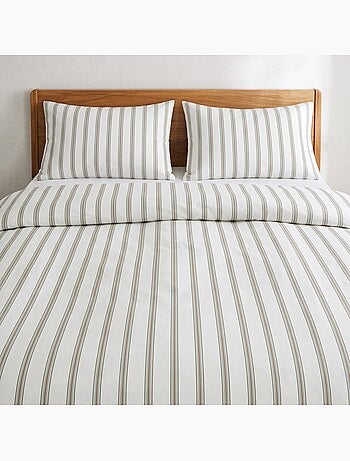 Parure de housse de couette 100% coton avec taie(s) d’oreiller, fines rayures - gamusi.