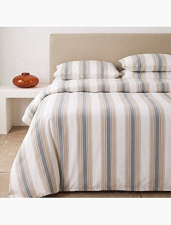 Parure de housse de couette 100% coton avec taie(s) d’oreiller, larges rayures - gamusi.