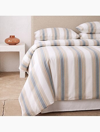 Parure de housse de couette 100% coton avec taie(s) d’oreiller, larges rayures - gamusi.