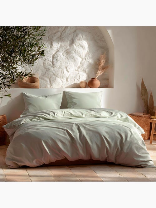 Parure de housse de couette 100% coton, avec taie(s) d’oreiller, unie - Gamusi. - Kiabi