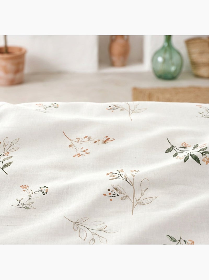 Parure de housse de couette 100% coton motif floral, taie d'oreiller incluse - Gamusi Blanc - Kiabi