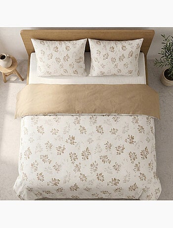 Parure de housse de couette 100% coton motif floral, taie d'oreiller incluse - Gamusi