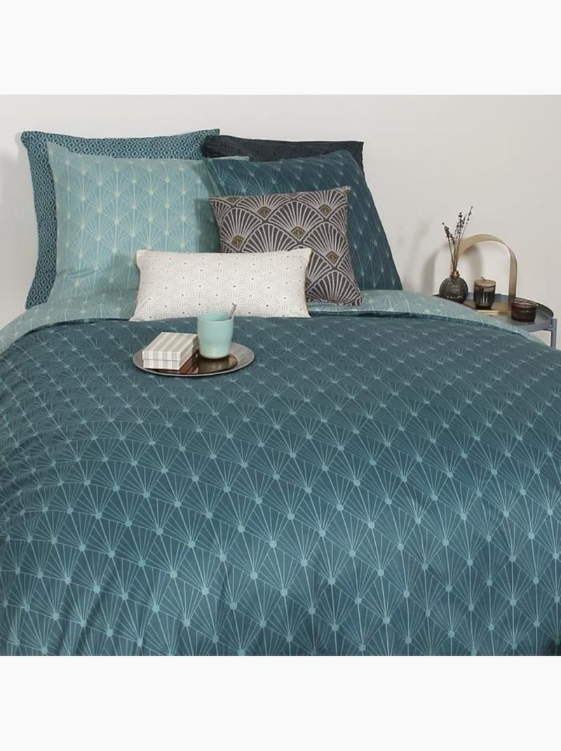 Parure de lit - azsy - gatsby géométrique - 240x220 cm - microfibre - imprimé bleu Bleu - Kiabi