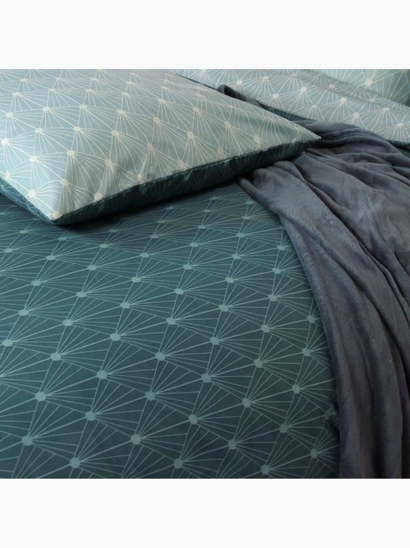 Parure de lit - azsy - gatsby géométrique - 240x220 cm - microfibre - imprimé bleu Bleu - Kiabi