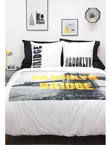 Parure de lit - comptoir des tisseurs - brooklyn - 100% coton - gris - 240x220 cm