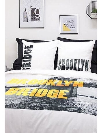 Parure de lit - comptoir des tisseurs - brooklyn - 100% coton - gris - 240x220 cm