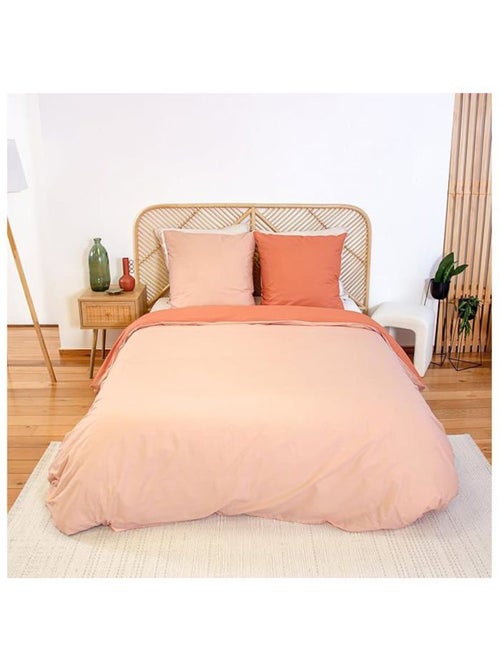 Parure de lit - côté déco - 220x240 cm - 100% coton - bicolore uni orange - passe-mains & boutons - Kiabi Parure de lit - côté déco - 220x240 cm - 100% coton - bicolore uni orange - passe-mains & boutons - Kiabi