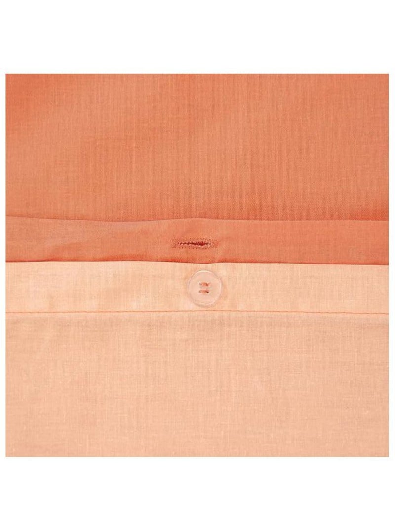 Parure de lit - côté déco - 220x240 cm - 100% coton - bicolore uni orange - passe-mains & boutons Peche - Kiabi