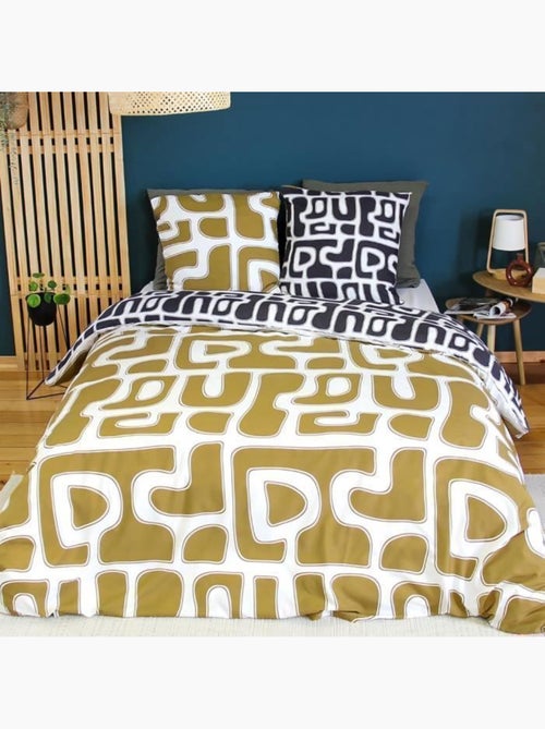 Parure de lit - cote deco - 220x240 cm - imprimé géométrique - microfibre - réversible - Kiabi Parure de lit - cote deco - 220x240 cm - imprimé géométrique - microfibre - réversible - Kiabi
