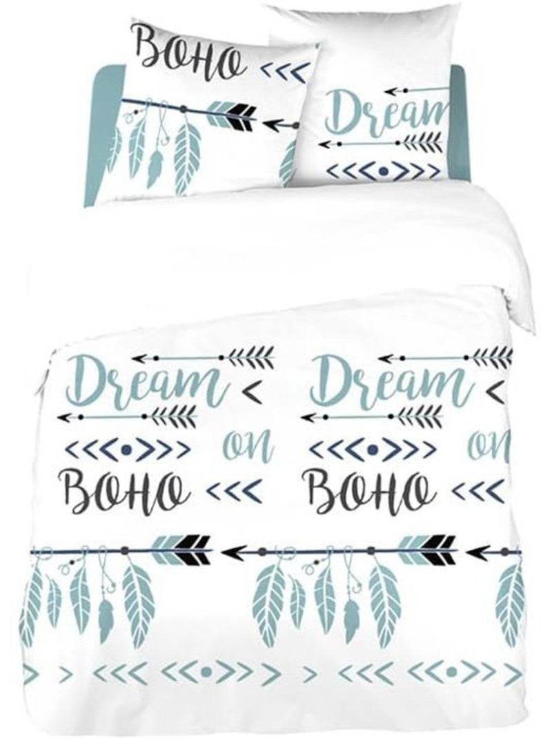 Parure de lit - cote deco - 220x240 cm - microfibre - bohème - oeko-tex standard 100 Blanc - Kiabi