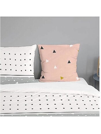 Parure de lit - cote deco - géométrique - 220x240 cm - 2 taies 63x63 cm - microfibre
