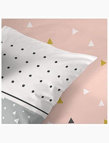 Parure de lit - cote deco - géométrique - 220x240 cm - 2 taies 63x63 cm - microfibre