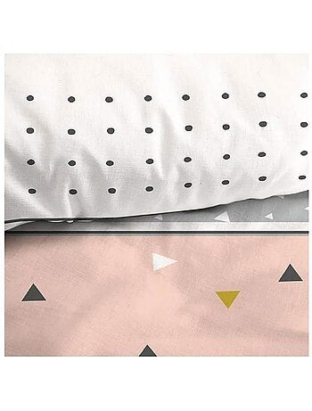 Parure de lit - cote deco - géométrique - 220x240 cm - 2 taies 63x63 cm - microfibre