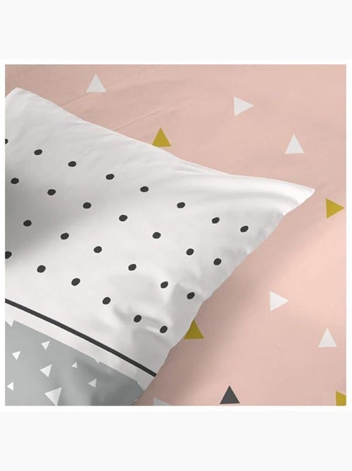 Parure de lit - cote deco - 220x240 cm - microfibre géométrique - 2 taies 63x63 cm - réversible - Kiabi