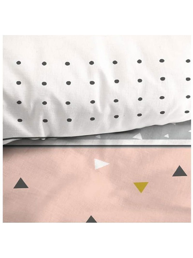 Parure de lit - cote deco - 220x240 cm - microfibre géométrique - 2 taies 63x63 cm - réversible Rose - Kiabi